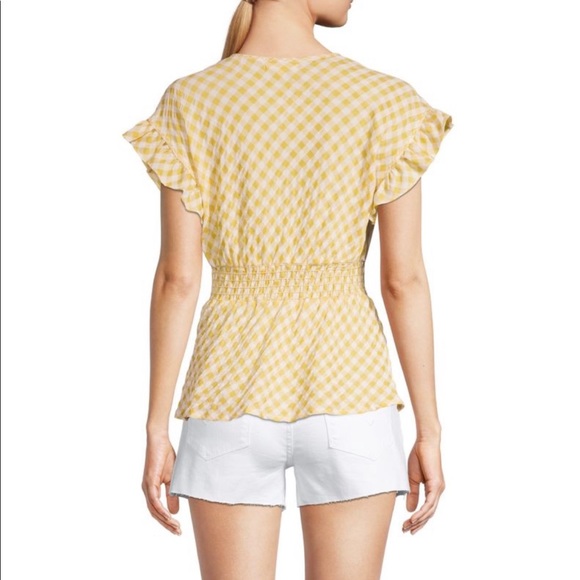 Max Studio Ruffle Gingham Print Top - Picture 2 of 5